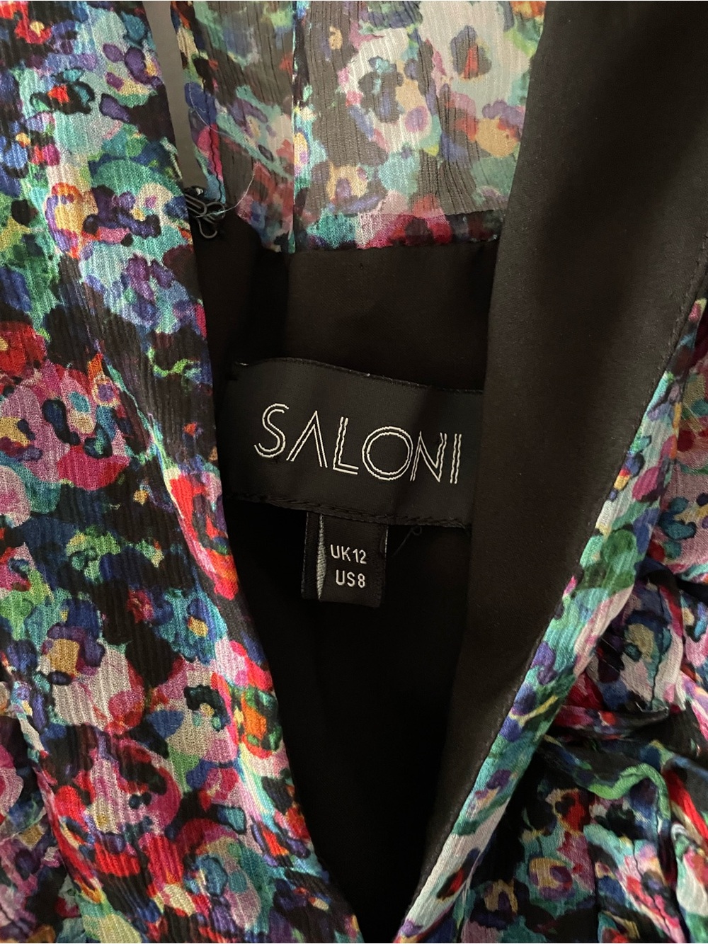Saloni Yasmeen Dress in Navy Dewdrops 100% Silk Size 8 - Picture 6 of 9